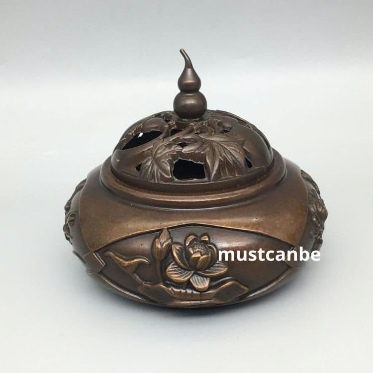 銅製 瓢簞香炉 香薫炉 室内檀香炉 茶道具 香道具 工芸品 置物