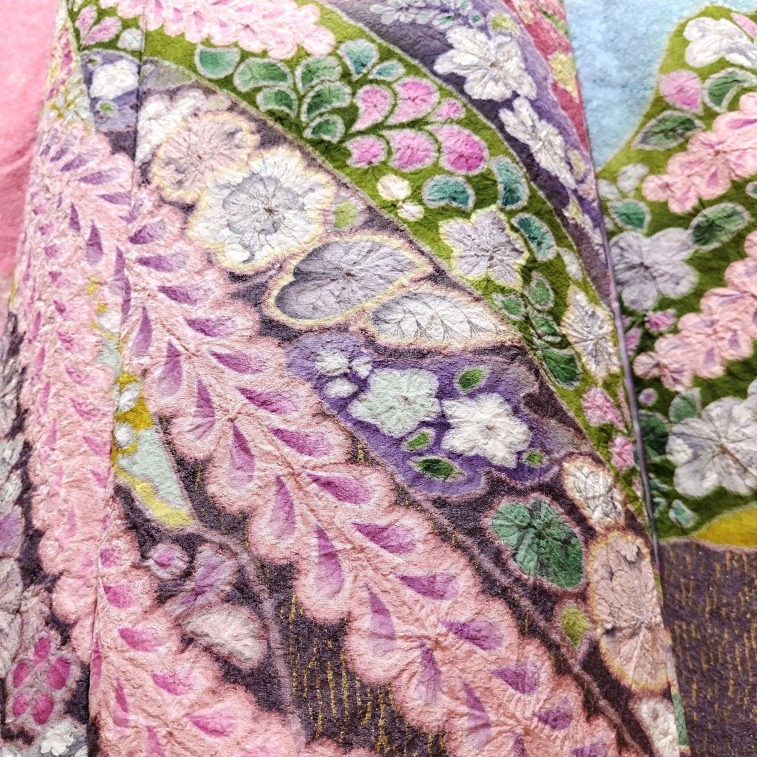 振袖フルセット(8点)・辻ヶ花・花絞り・金通し・高級手縫い・逸品