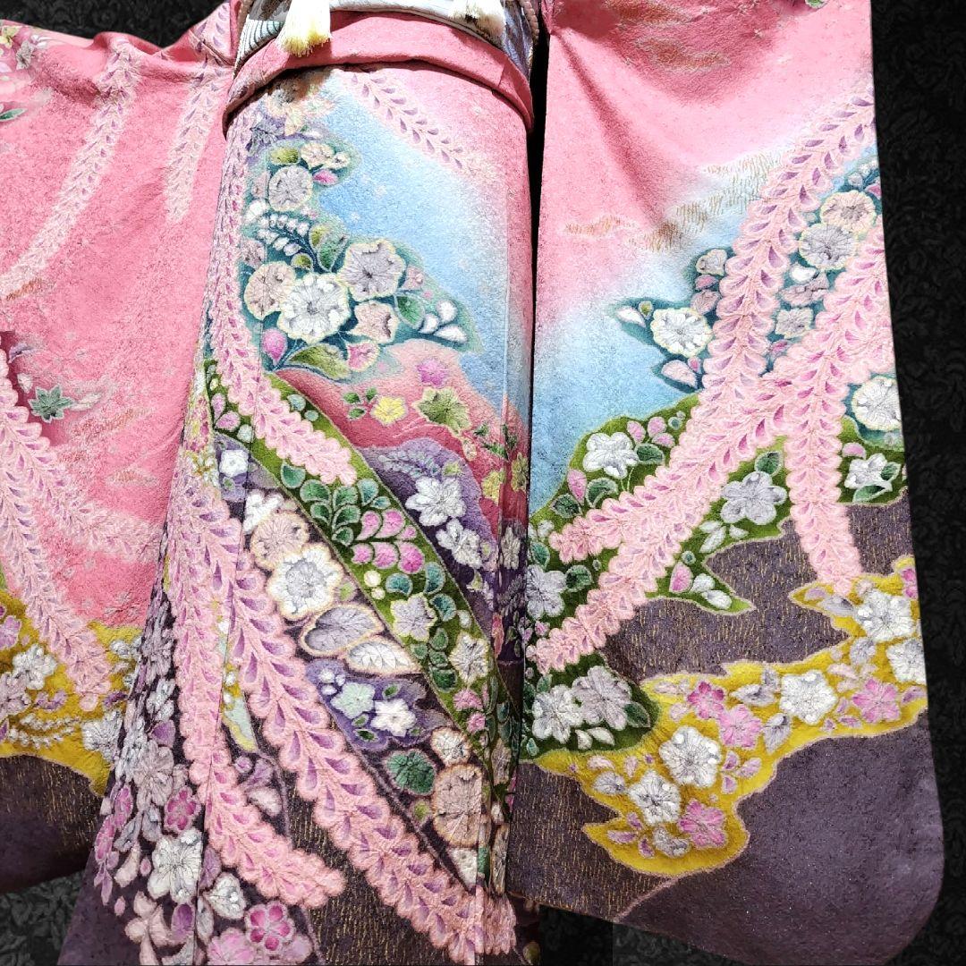 振袖フルセット(8点)・辻ヶ花・花絞り・金通し・高級手縫い・逸品