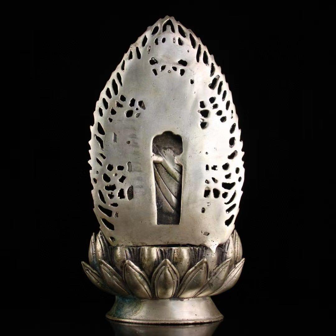 旧蔵、田舎入手、精銅、鎏銀無量寿一尊