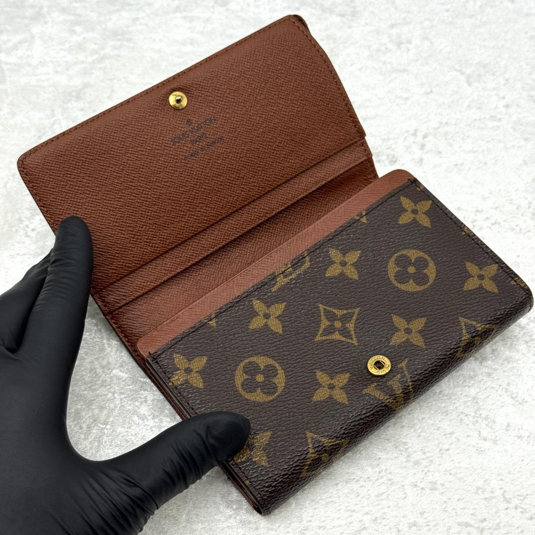極上 ルイヴィトン モノグラム ポルトフォイユ トレゾール 折り財布 A432