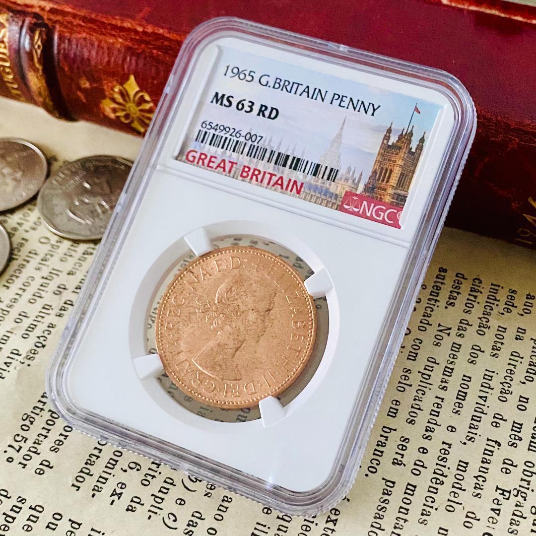 ★NGC★1965 MS63 イギリス 銅貨 ペニー 鑑定 希少