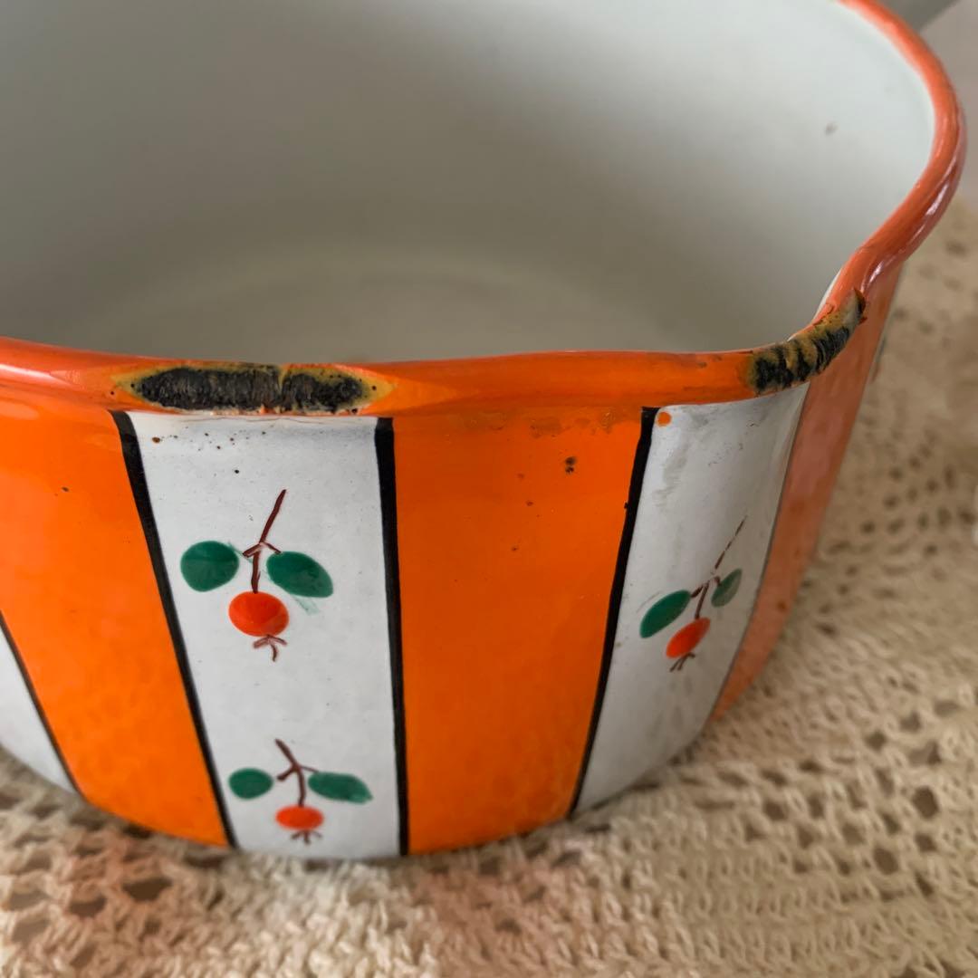 【sale】フランス　アンティーク 1920年代⋈琺瑯鍋　ソースパン　ミルクパン