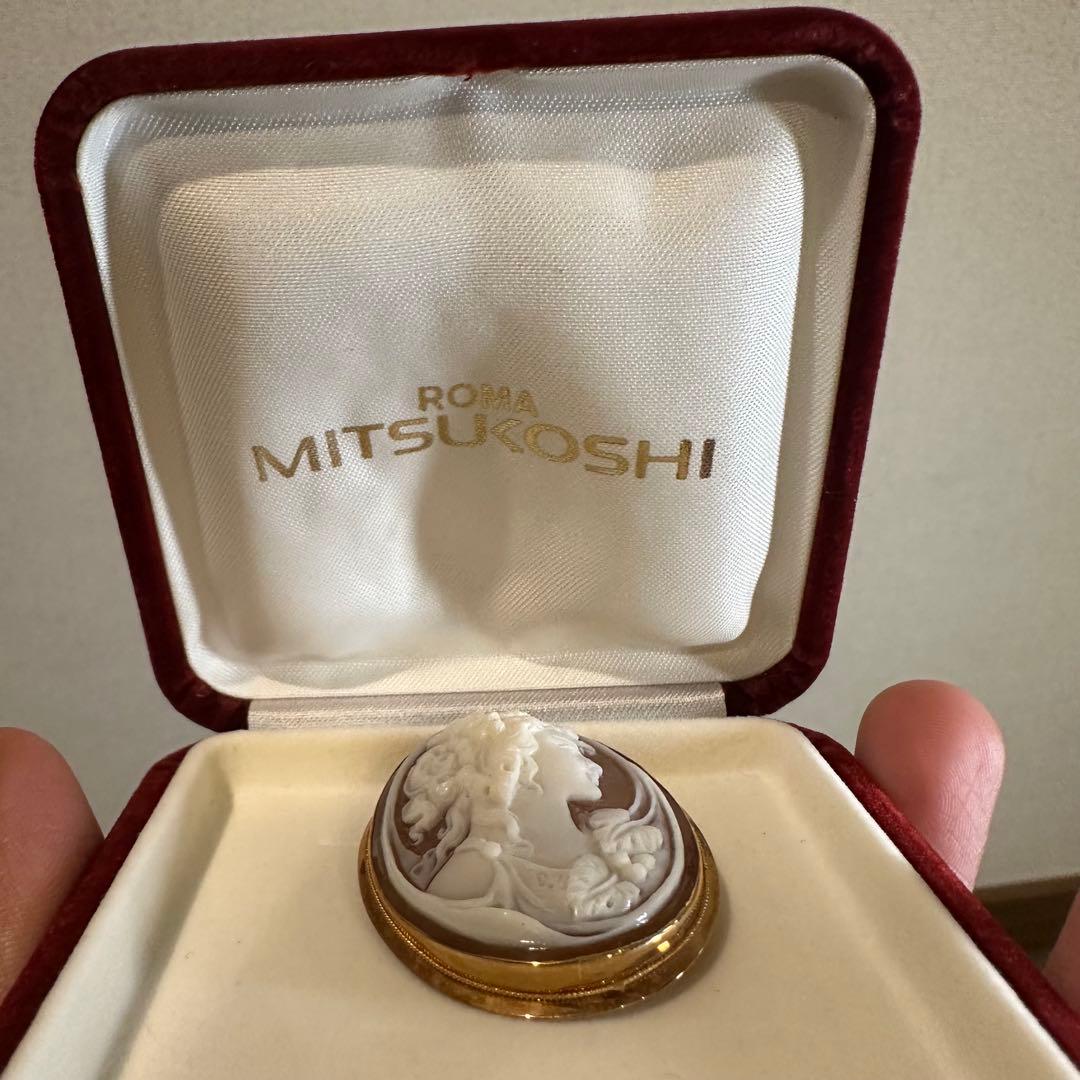 【美品】百貨店購入K18 カメオブローチ ネックレストップ