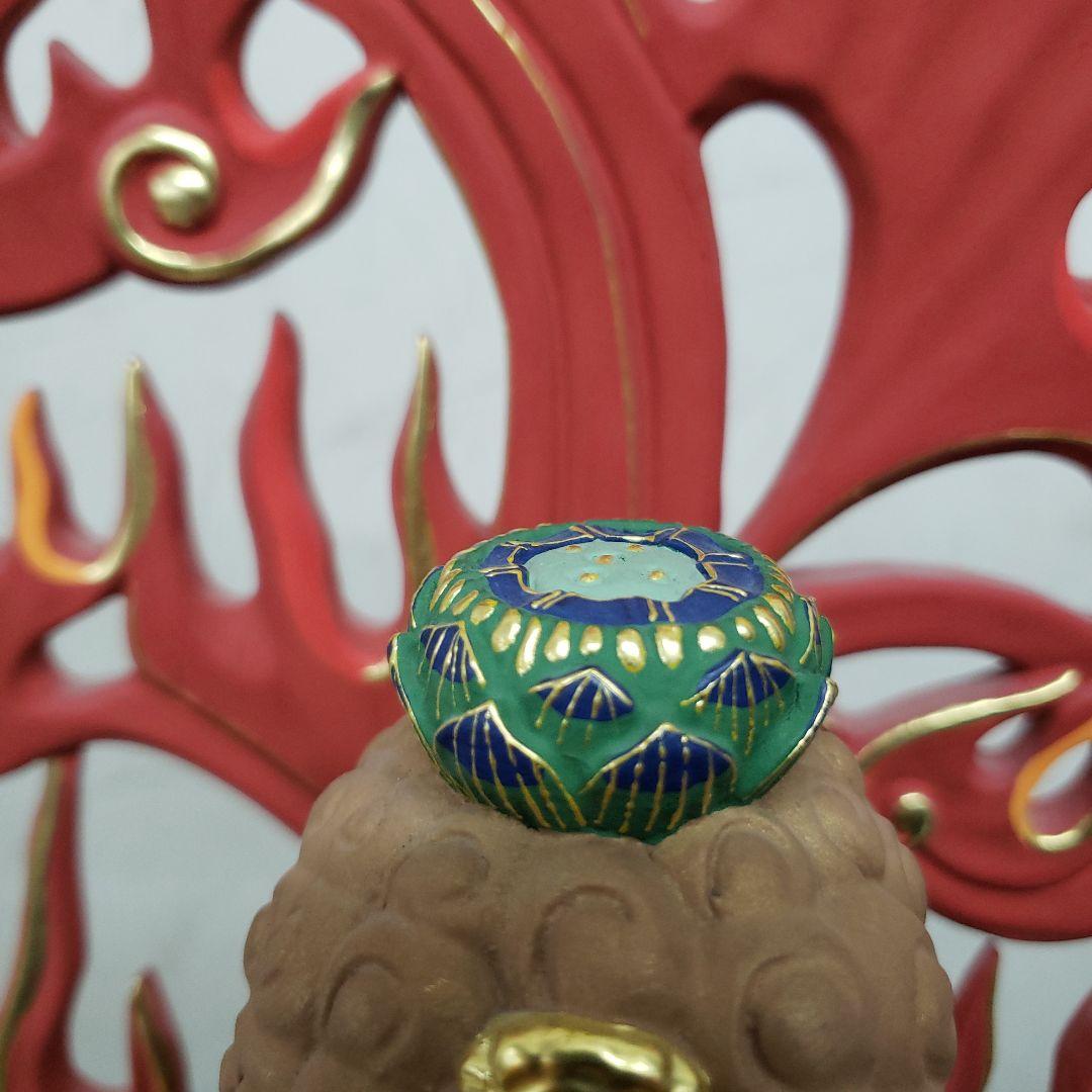 Ｂフライデー蔵出し特価希少台座極彩色錐金 不動明王半跏像7寸楠材高さ：約57cm