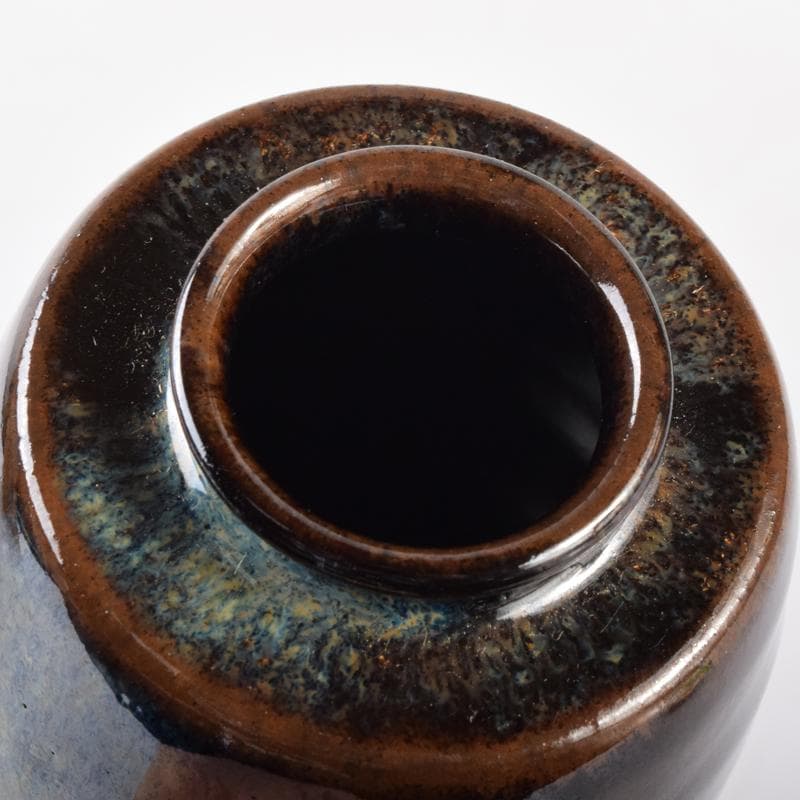 茶道具　京焼　平安喜山造　肩衝茶入　仕覆付　共箱　V　6994