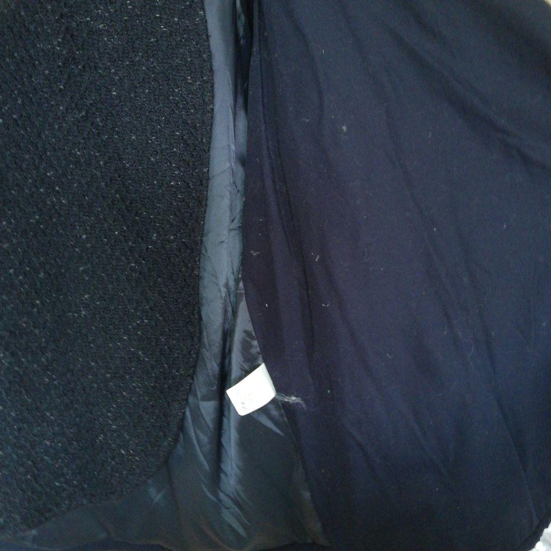 名作 日本製【ハリラン BLUEBLUE】ウール100%ラップマントコート 紺