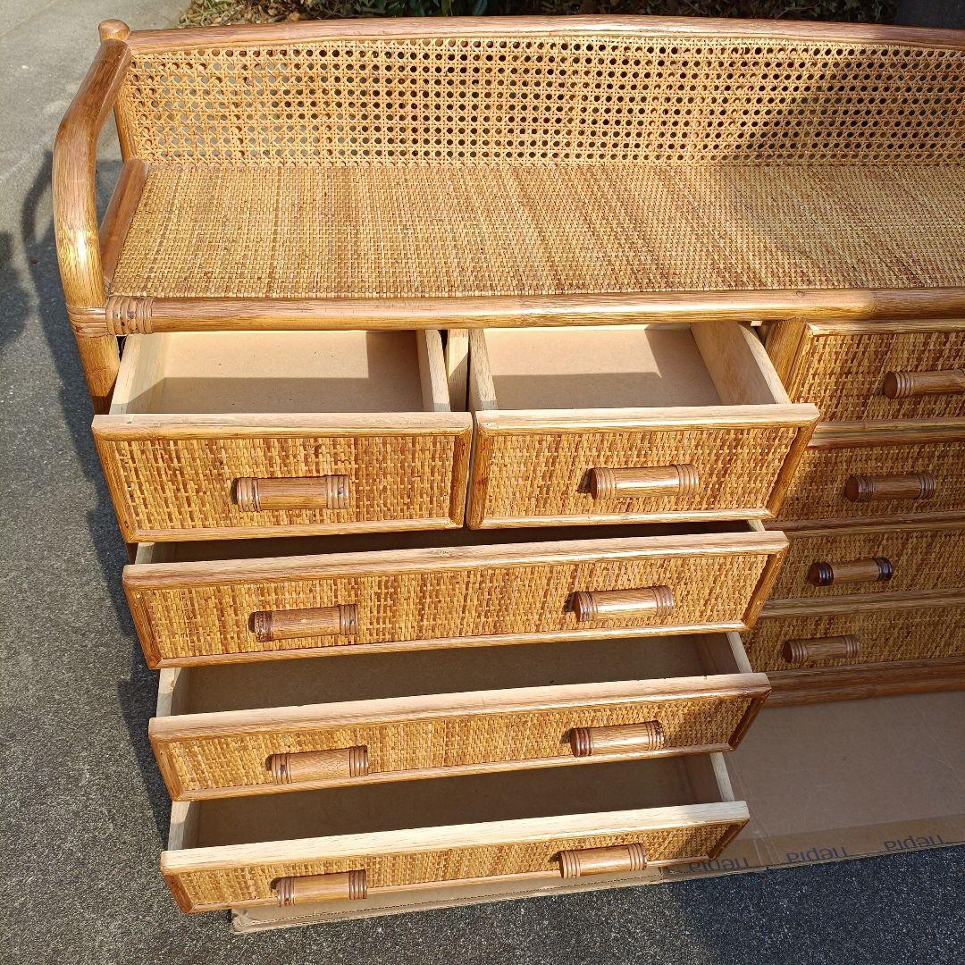 【希少】籐 ラタン チェスト 4段 引き出し10個 アジアン家具 収納タンス