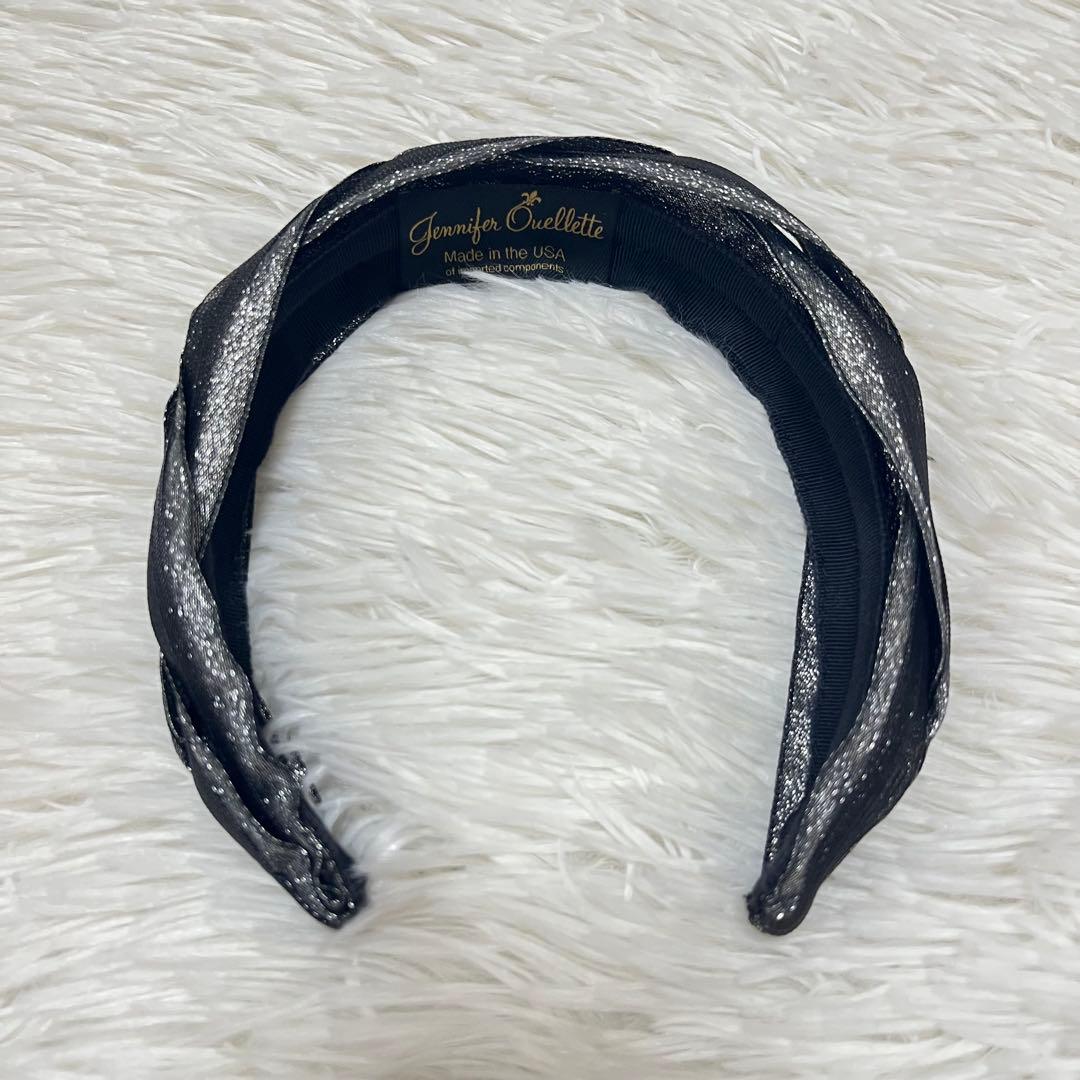 【極美品】Jennifer Ouellette ヘアバンド 黒 ラメ USA製