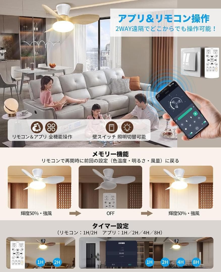 【新品未使用】シーリングファンライト ONRIU led ファン付 特許取得