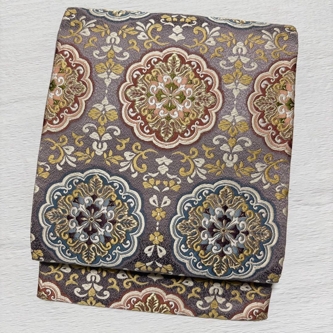 D115＋　m-40 華文 六通 唐織 袋帯 正絹