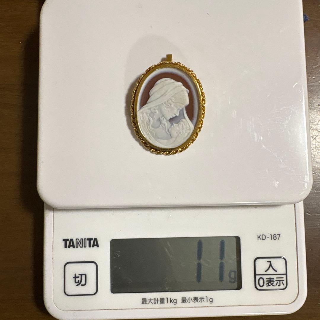 値下げ@カメオ　k18刻印あり　ブローチ
