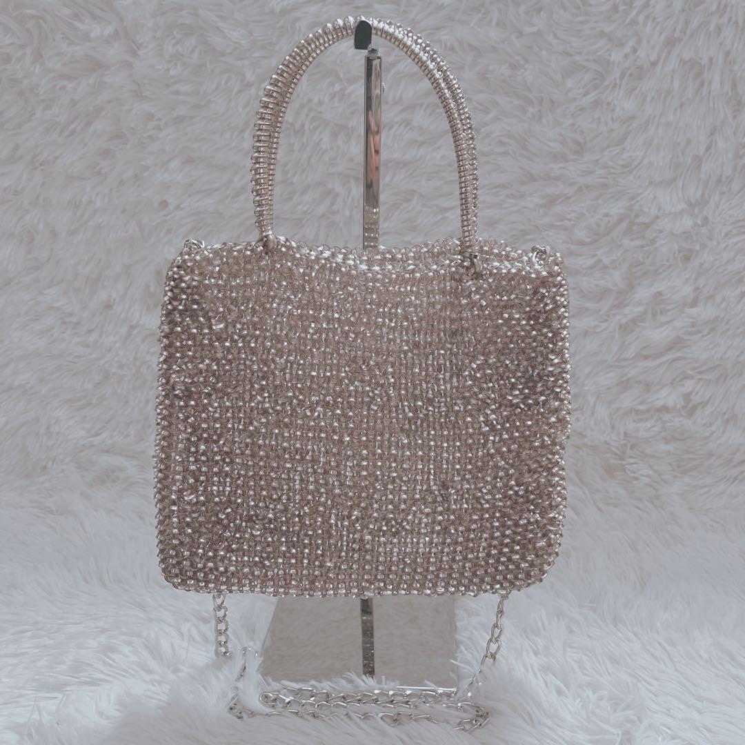 人気色　アンテプリマ　スタンダードスクエアミディアム　チェーン付　ピンクシルバー