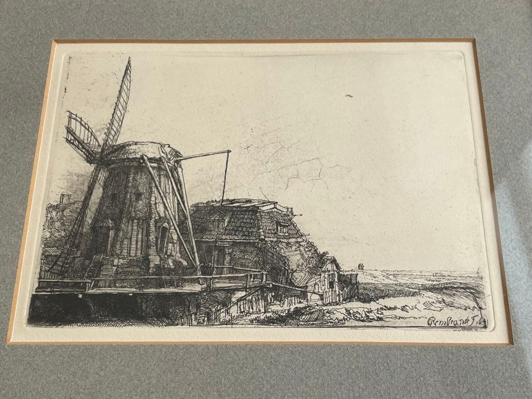 レンブラント・ファン・レイン　風車The windmill 銅版画　エッチング