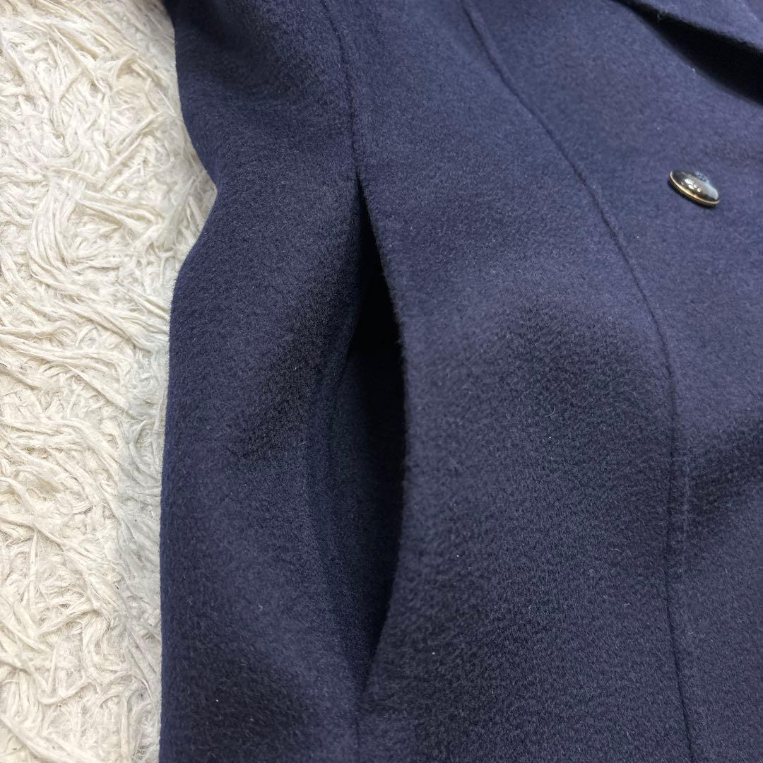 超美品☆未使用級【レリアン】カシミヤ100% 紺　ダブルチェスター　13 XL