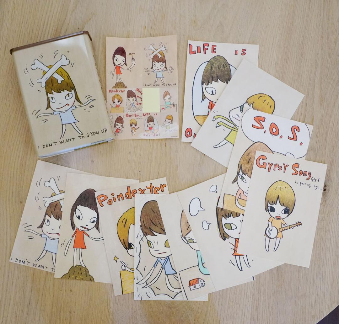 【奈良美智】ポストカード１０枚＋ステッカー（オリジナル缶入り）