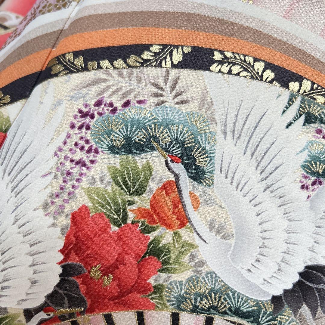 特価　振袖　フルセット　正絹　赤　古典柄　成人式