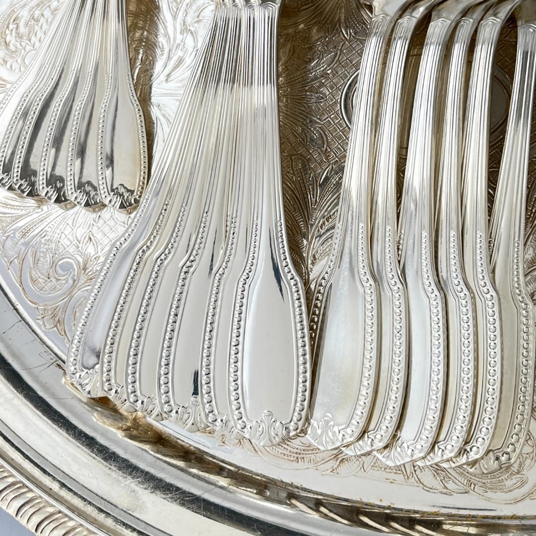 【仏蘭西】 パールとアカンサスのディナーセット 6名用24本【シルバープレート】