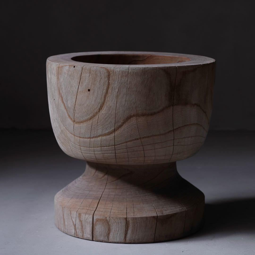 欅材 古い臼　木鉢 木皿 プランター オブジェ 古家具 古道具 アンティーク