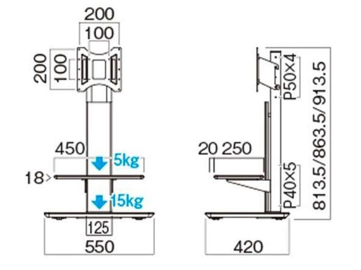 【美品】ハヤミ43V対応テレビスタンド KF-930 TIMEZ キャスター付き