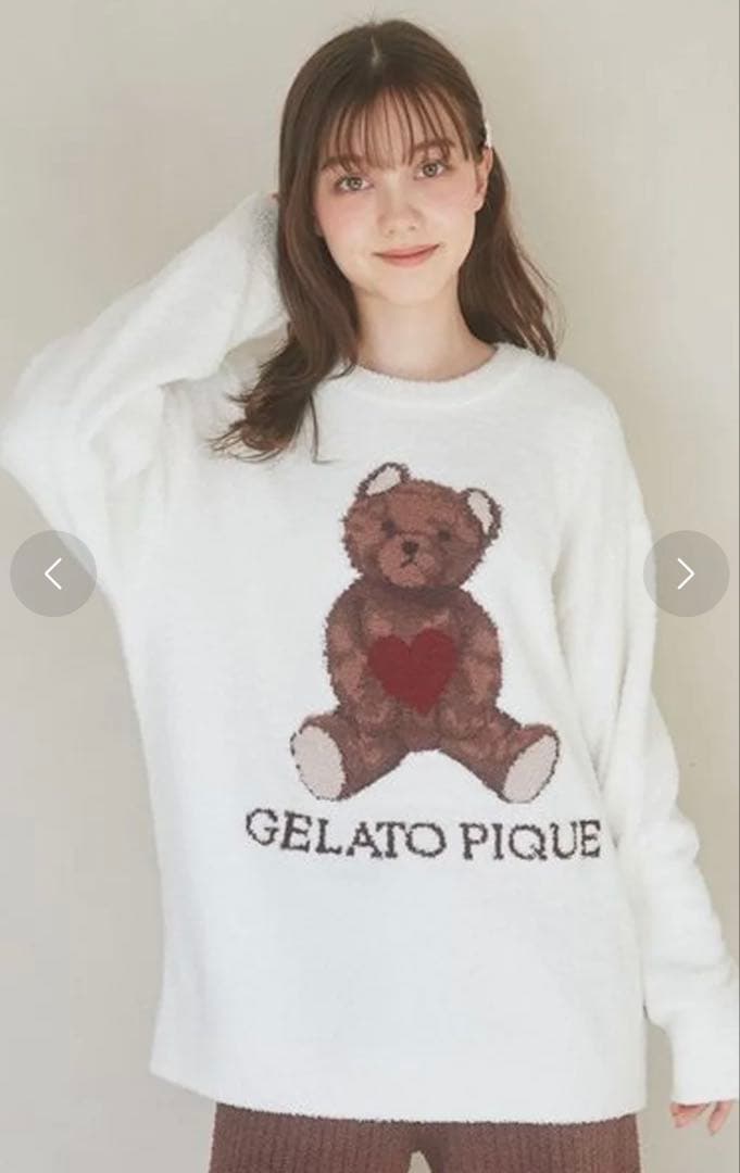 新品タグ付❤︎ジェラートピケベビモコハートベアジャガードプルオーバー＆パンツSET