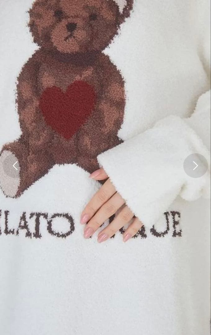 新品タグ付❤︎ジェラートピケベビモコハートベアジャガードプルオーバー＆パンツSET