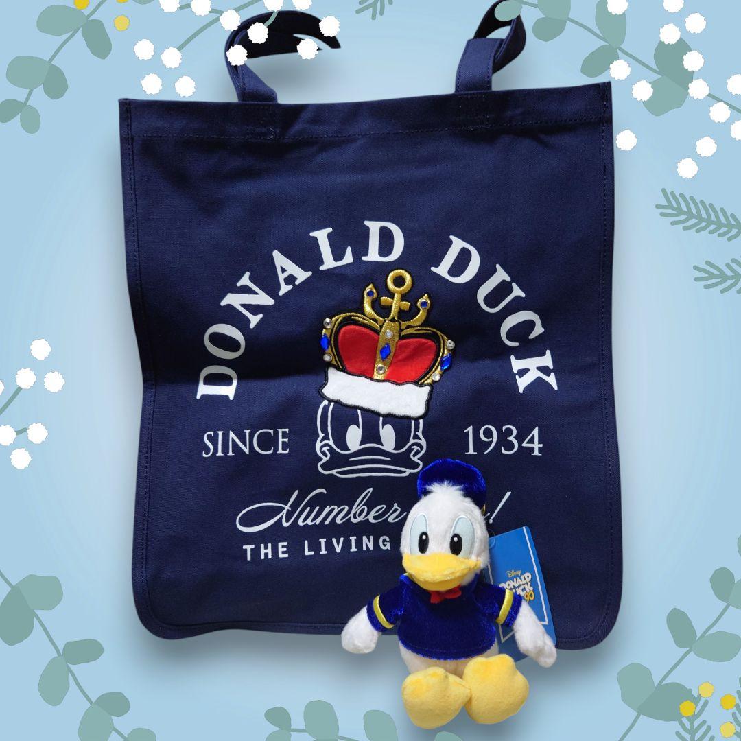ディズニーストア ドナルドダック バースデー ぬいぐるみ&キーチェーン&トート