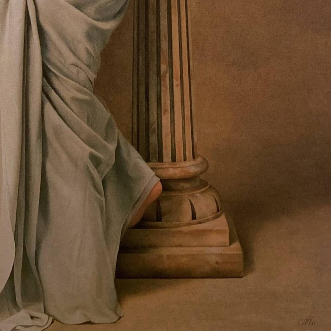 森本草介、【花台の裸婦】、希少な画集より、新品額装付、マット額装付き