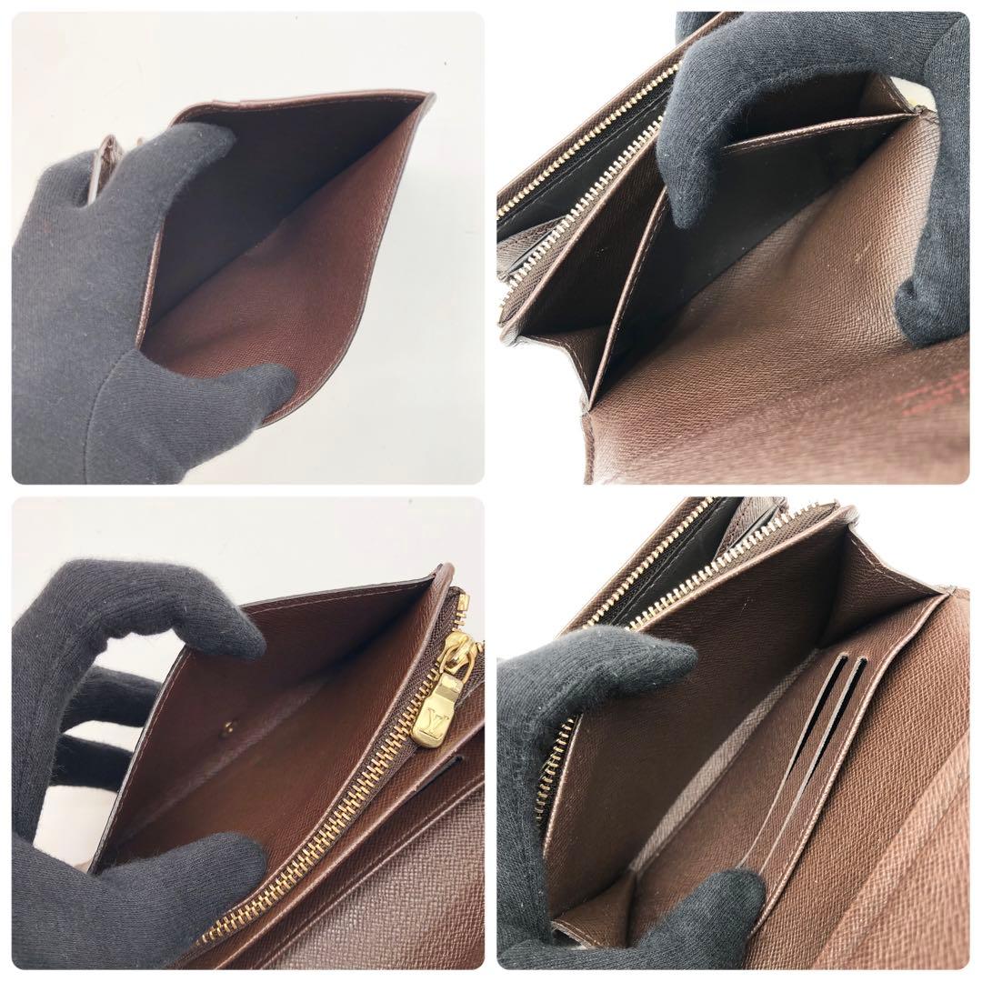 【新型】ルイヴィトン ダミエ エベヌ トレゾール 二つ折り財布 ブラウン