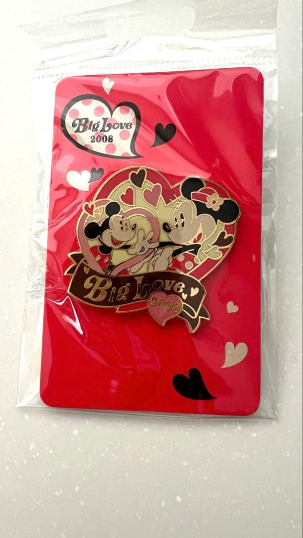 【限定】ディズニー2008バレンタインBigLoveピンバッジ4種セット