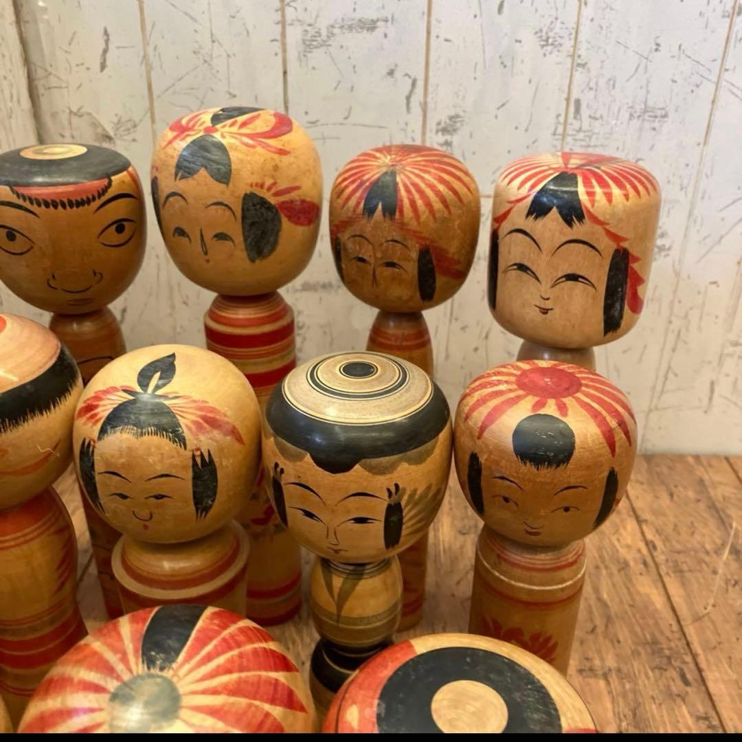 ②昭和レトロ 東北 伝統工芸 郷土玩具 創作 こけし 小芥子 16体 まとめ売り