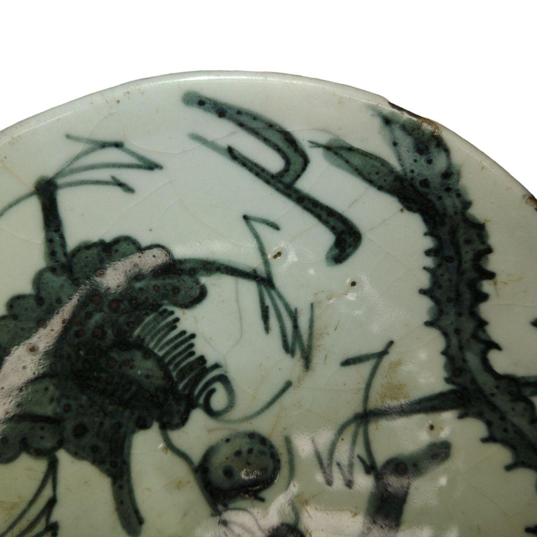 中国古玩　明代龍文染付皿　呉須窯皿