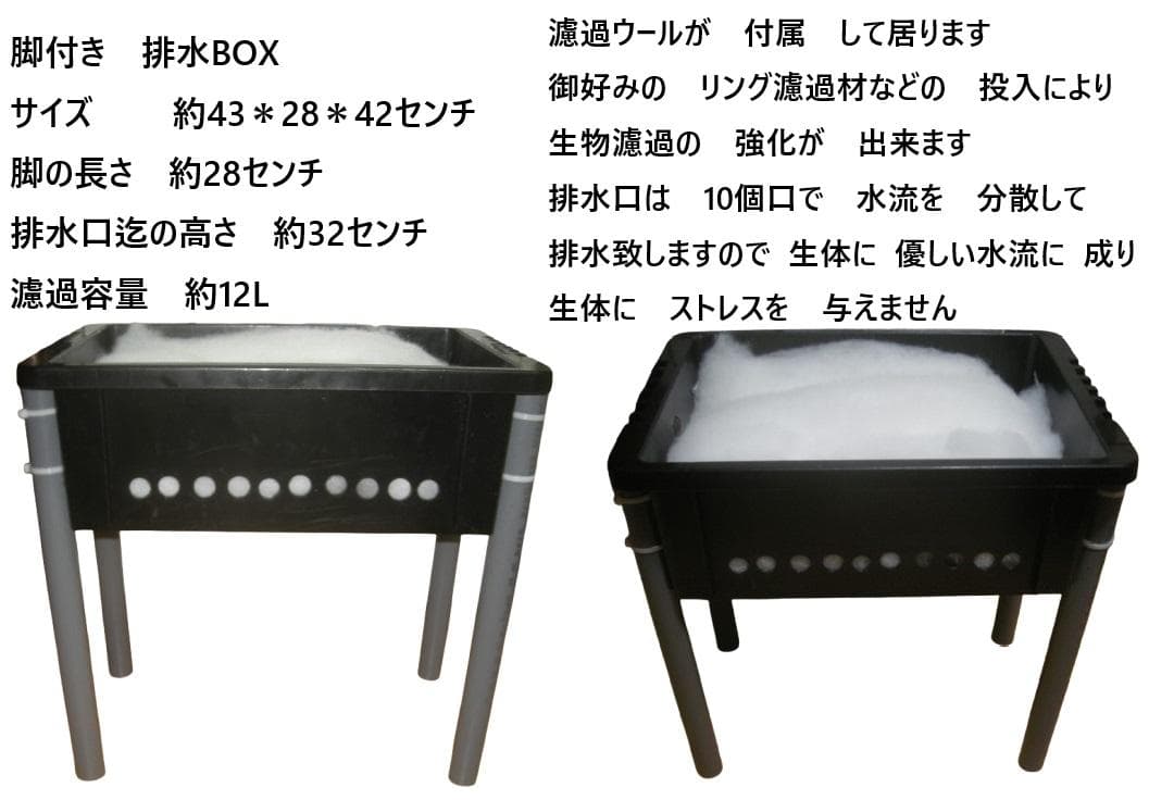 プラ舟 瓢箪池 専用 脚付き 沈殿槽BOX搭載 サンドフィルター対応２段濾過槽