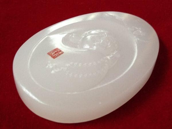 セール Y31)中国和田玉水滴形精彫笑仏弥勒仏像玉牌玉吊墜開運玉器貴重白玉