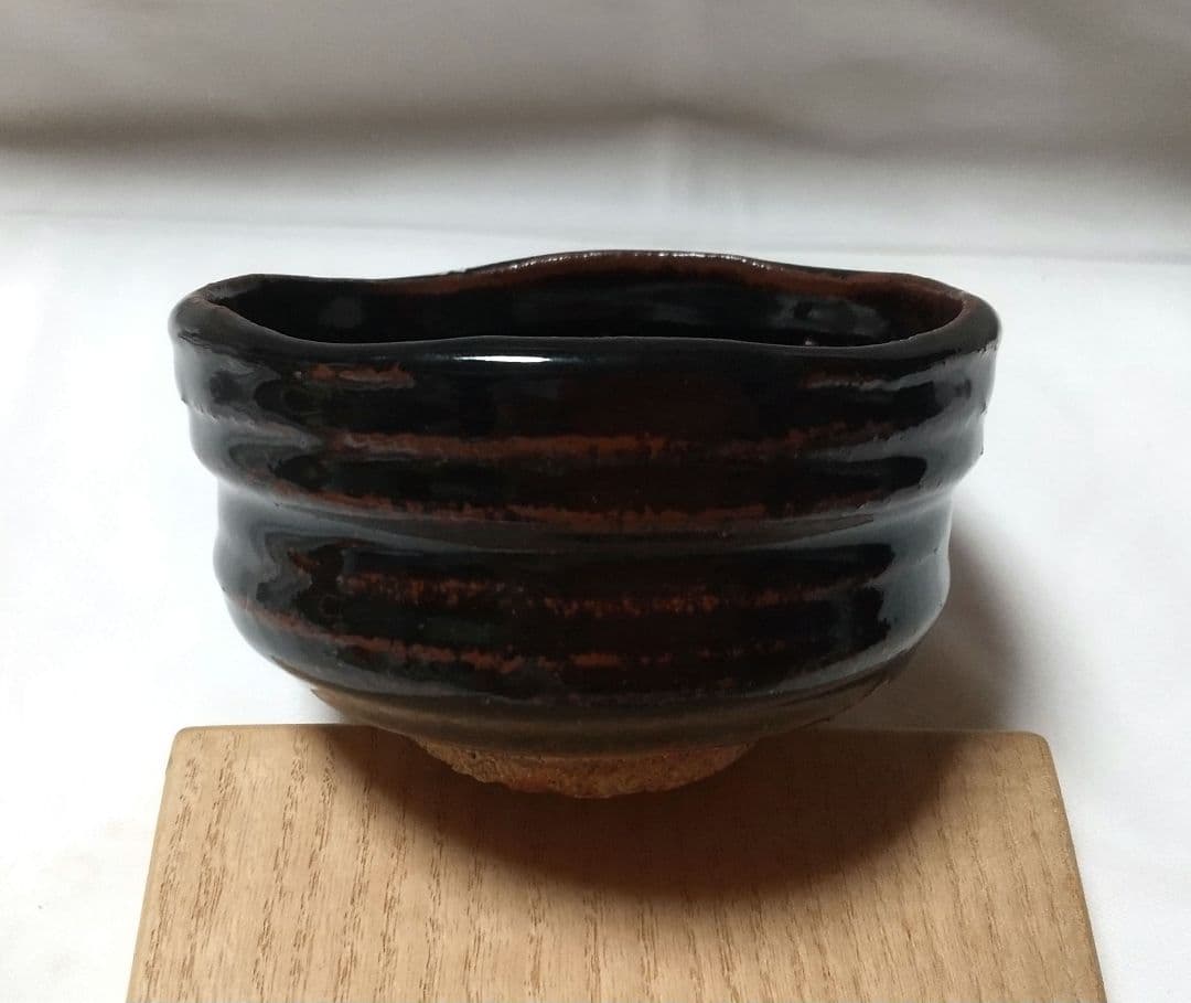 唐津焼 作礼窯 岡本作礼 織部 唐津 茶碗 共箱 共布