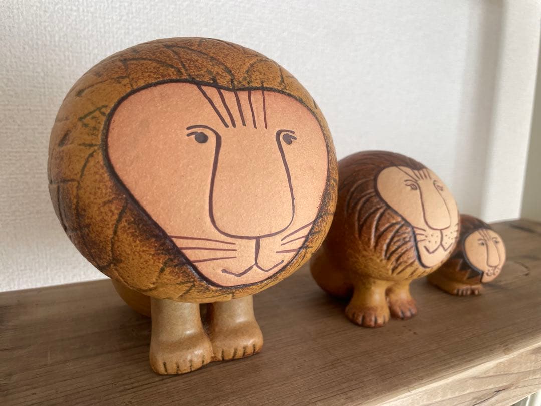 ◆リサラーソン　ライオン陶器　置物　3点セット◆北欧雑貨