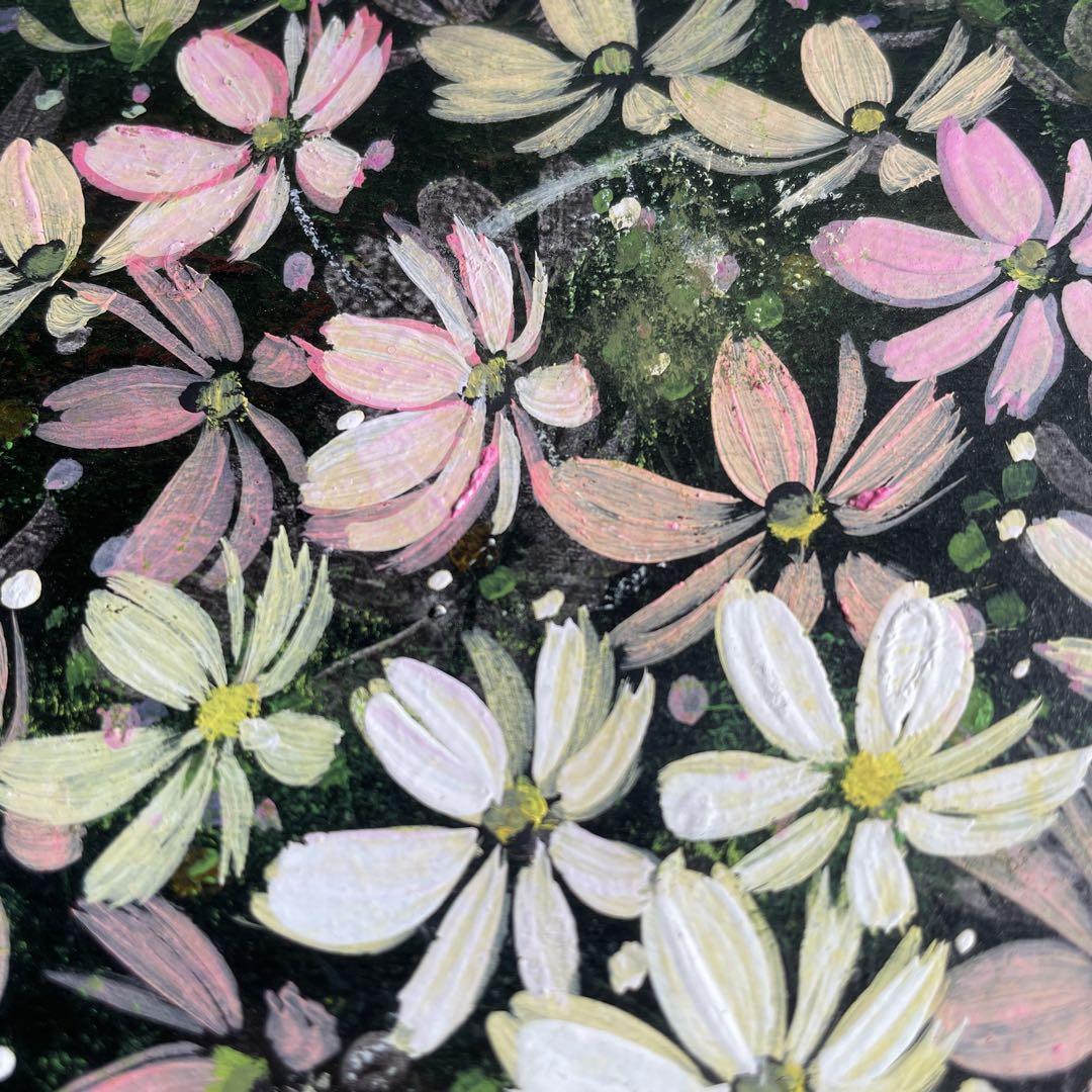 希少　コスモス画家　 荒木幸史　Koji　サインあり　ガラス　額装　絵画　静物画