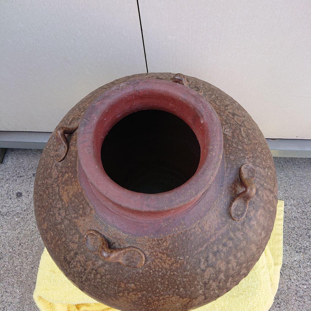 備前焼、古壺、四耳あり、印上