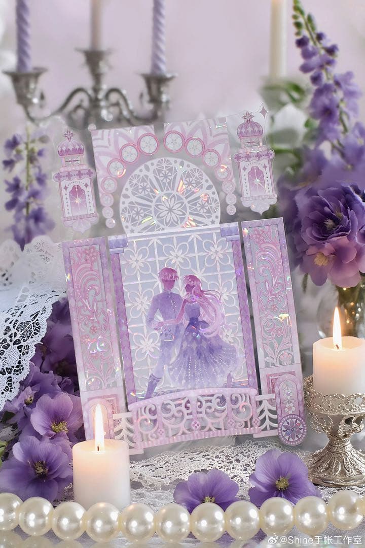 【8890】海外　マステ　3/5/巻　貝殻光マスキングテープ　舞踏会　装飾系