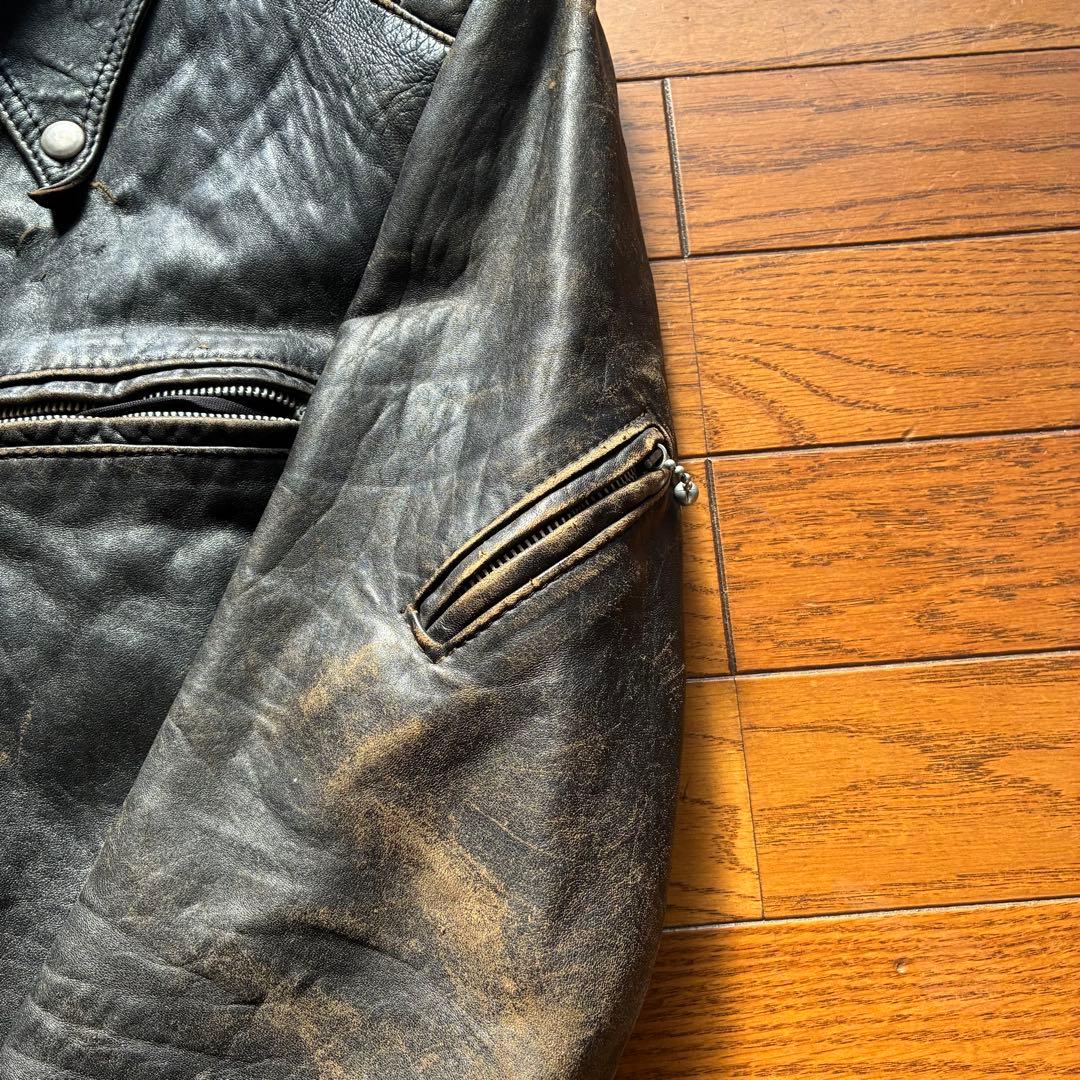 【雰囲気抜群】70s Kett Leathers ダブルライダース　茶芯