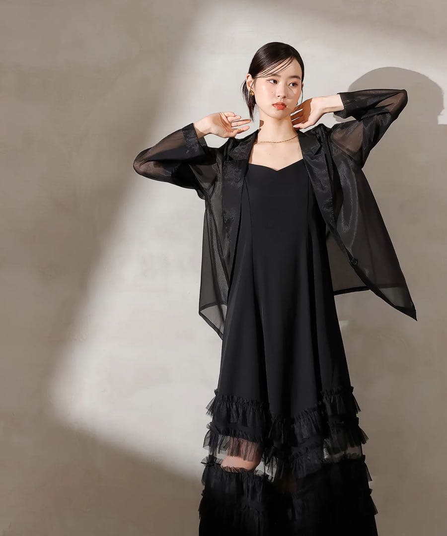 裾フリルキャミワンピース シアージャケット 2点セット ドレス