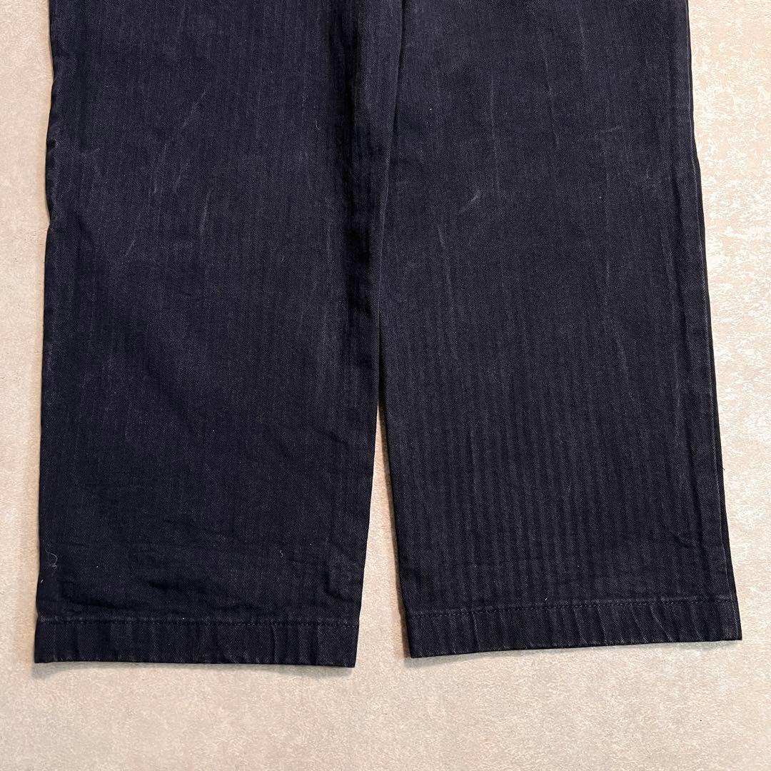 【美品】NOAH ノア ヘリンボーンプリーツチノパンツ ネイビー W30