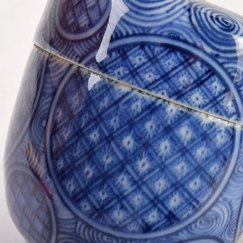 茶道具　陶佳造　染付　渦文　棗　共箱　V　8753