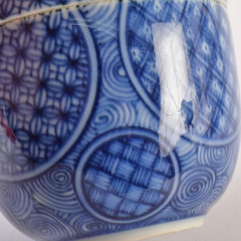 茶道具　陶佳造　染付　渦文　棗　共箱　V　8753