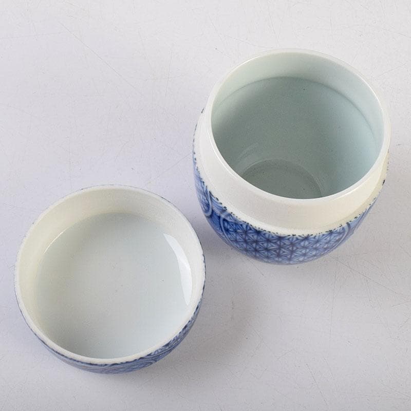 茶道具　陶佳造　染付　渦文　棗　共箱　V　8753