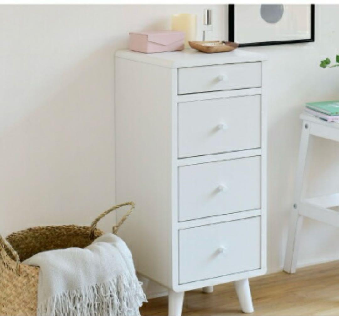完成品　リビング チェスト スリム コンパクト タンス おしゃれ 幅30cm 白
