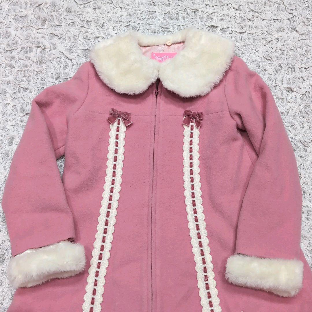 シャーリーテンプル サンタコート はしごレース ピンク 120 ボア ファー