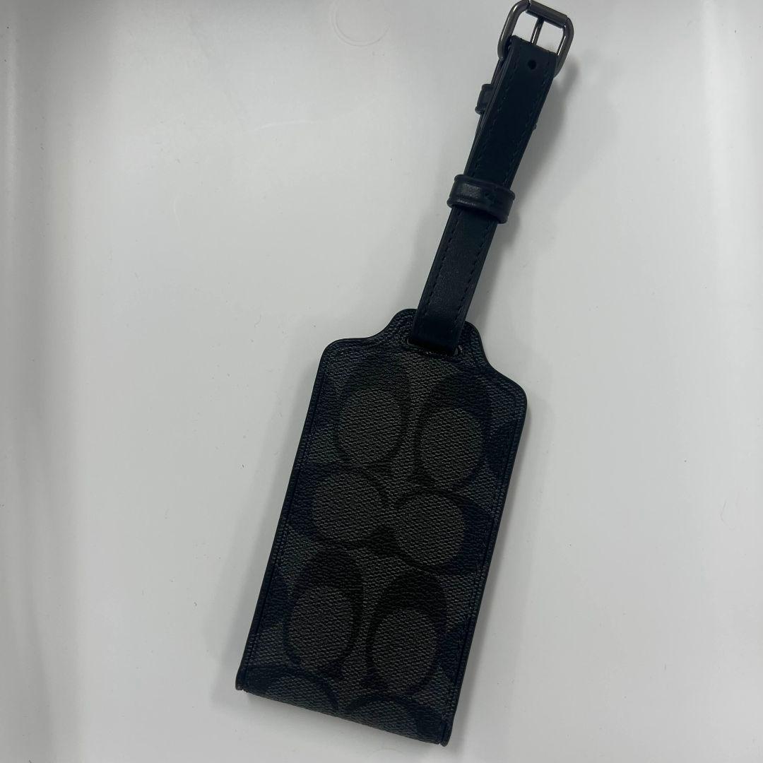 値下げ〇 コーチ ネームタグ シグネチャー ラゲッジタグ チャコール ブランド