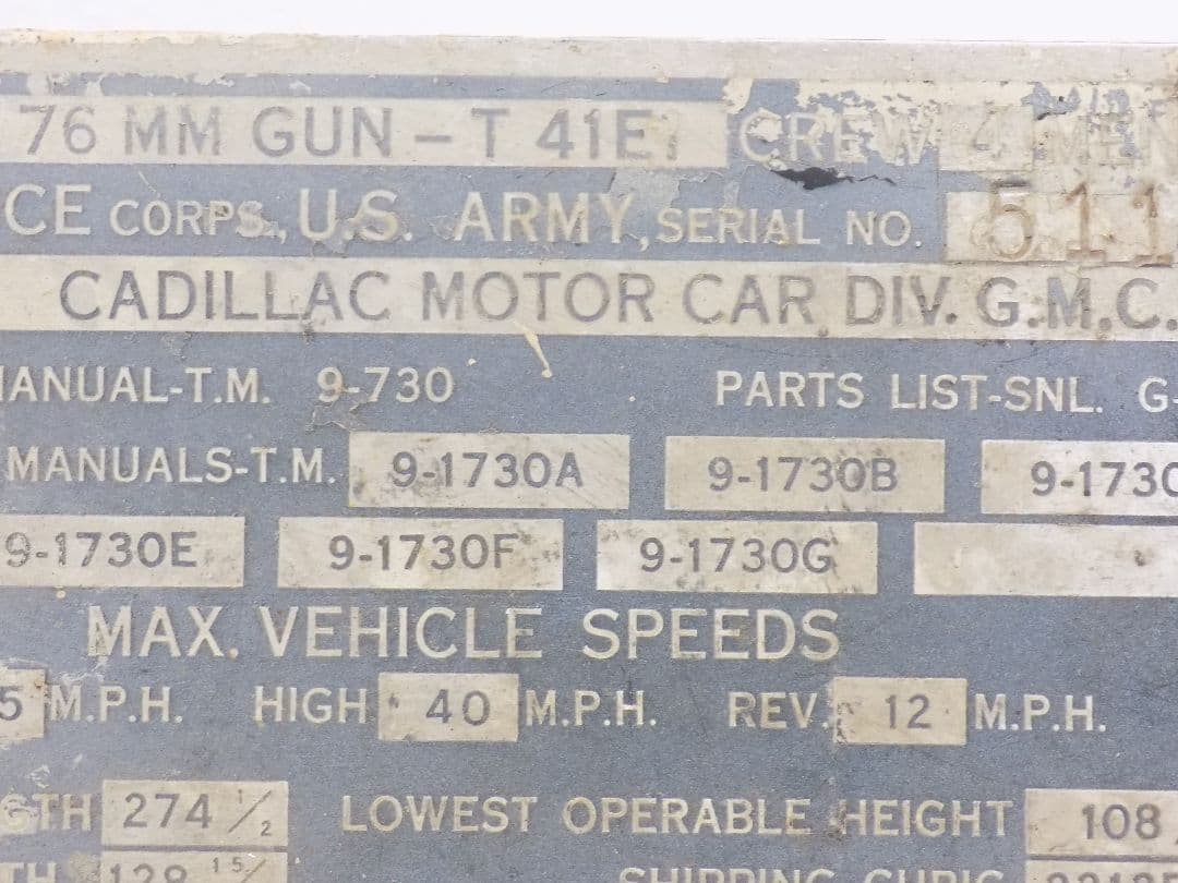 超希少 米軍 「M-41戦車銘板？・操作盤プレート」