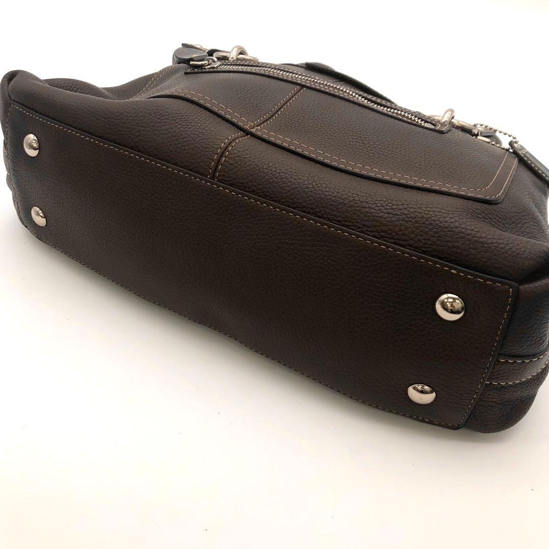 R【新品未使用】COACH ダークブラウン レザー ハンドバッグ